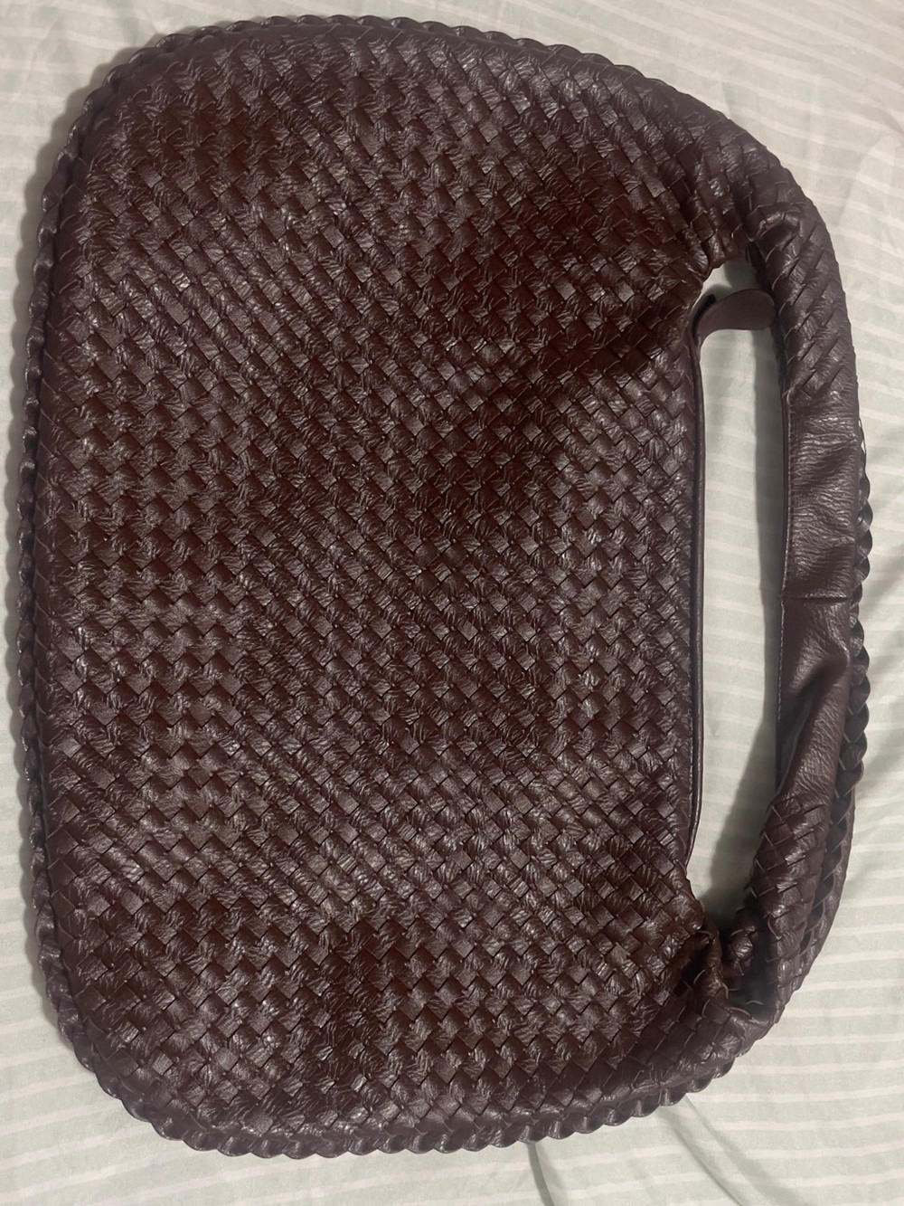 Woven Leather Shoulder Bag in Dark Brown - Picture 3 of 4